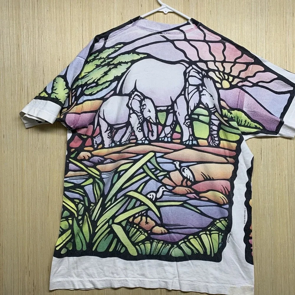 Vintage Liquid Blue Shirt Adult Extra Large White Short Sleeve Men's 1993 AOP - Picture 16 of 16
